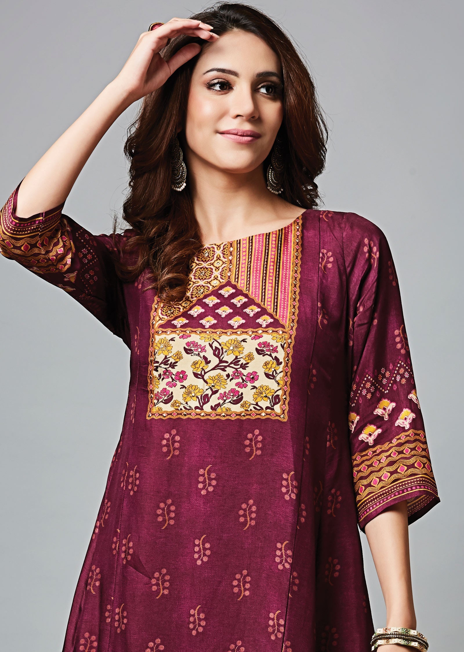 Magenta Dola Silk Midi Dress