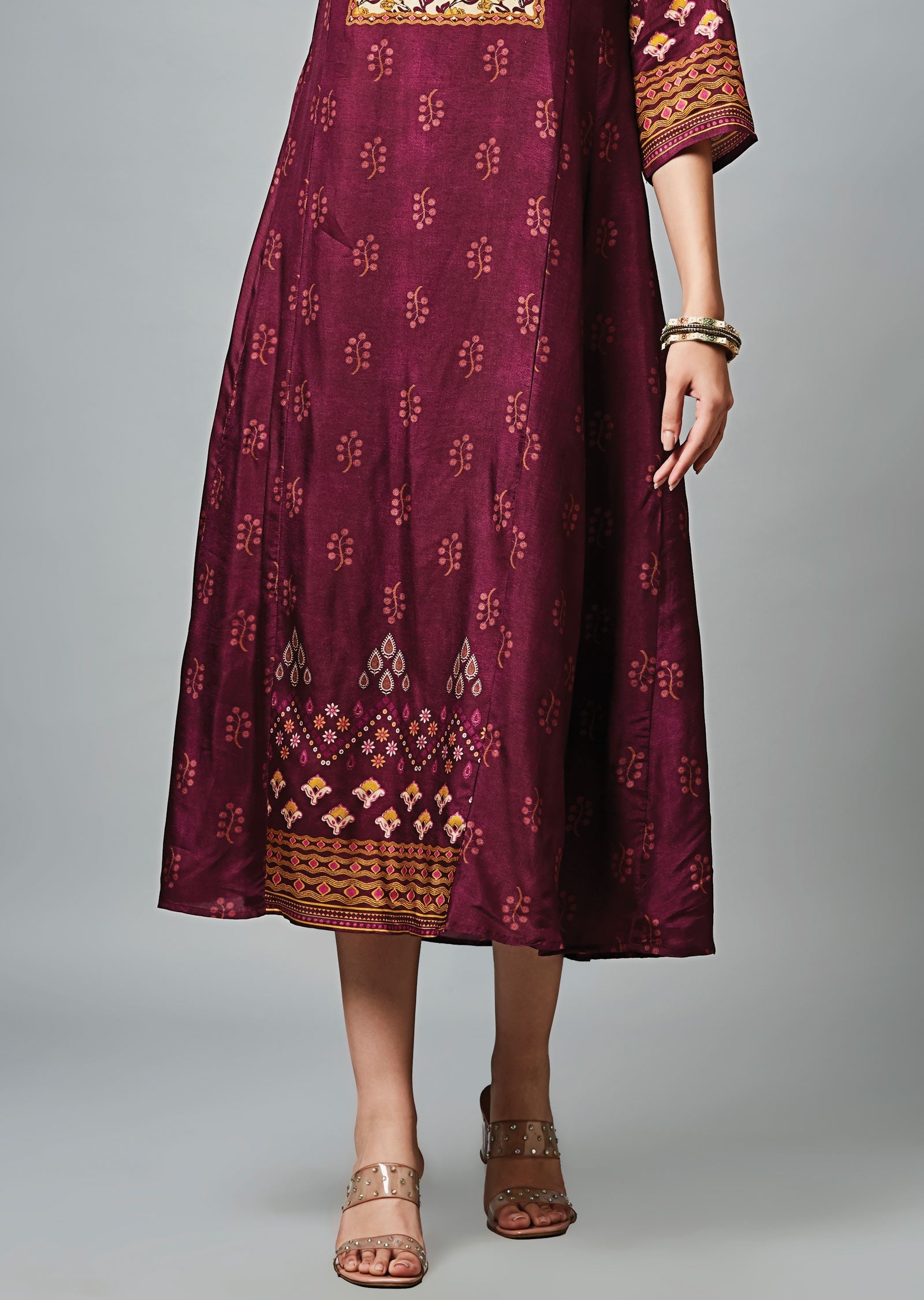 Magenta Dola Silk Midi Dress