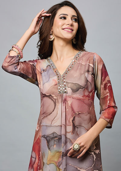 Multi Color Georgette Midi Dress