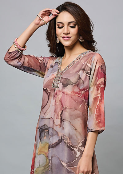 Multi Color Georgette Midi Dress