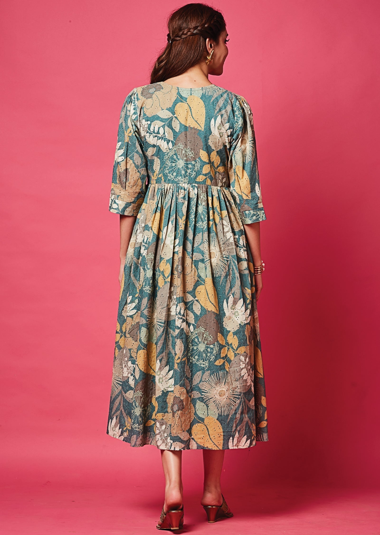 Dusty Blue Schefli Cotton Midi Dress