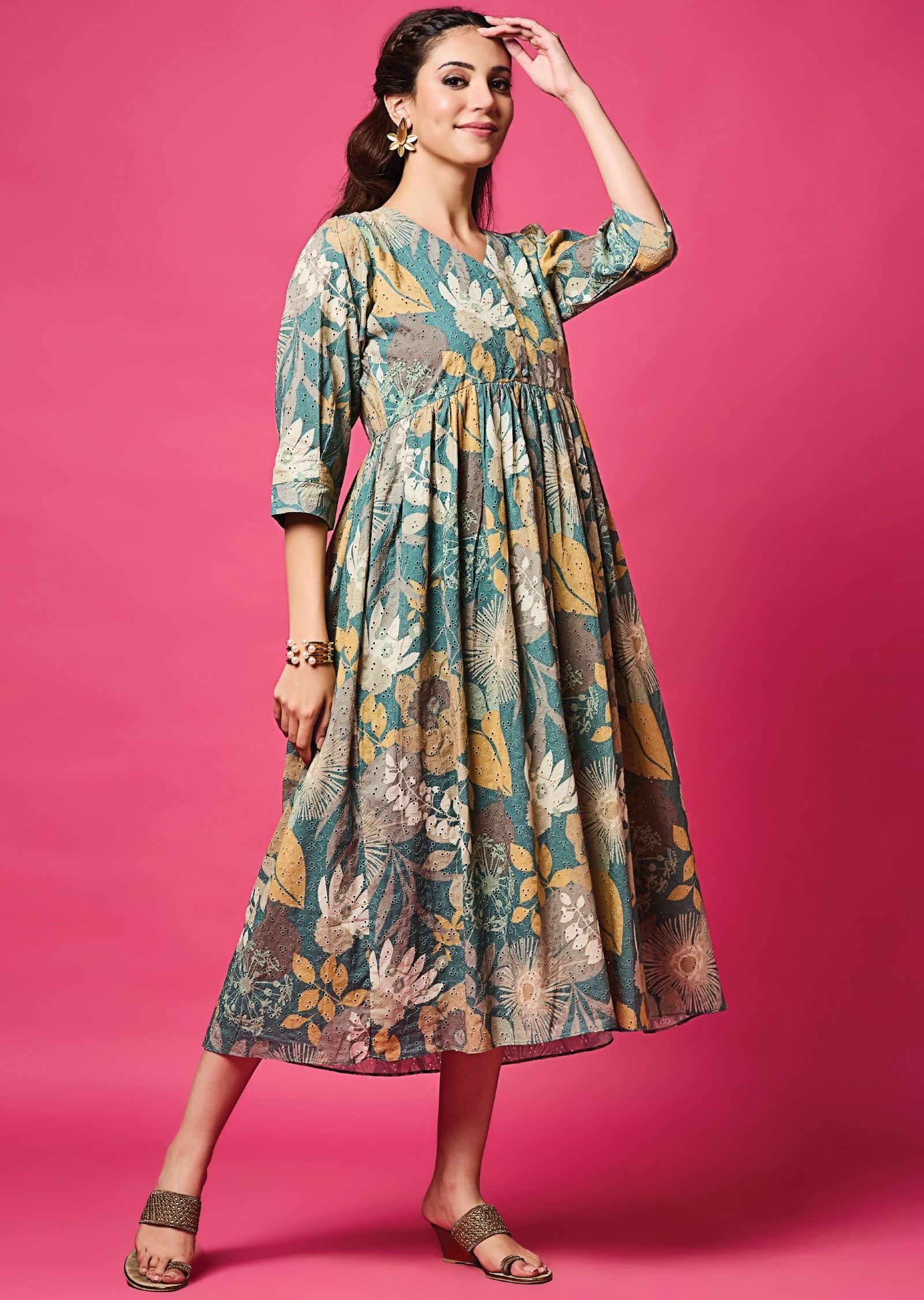 Dusty Blue Schefli Cotton Midi Dress