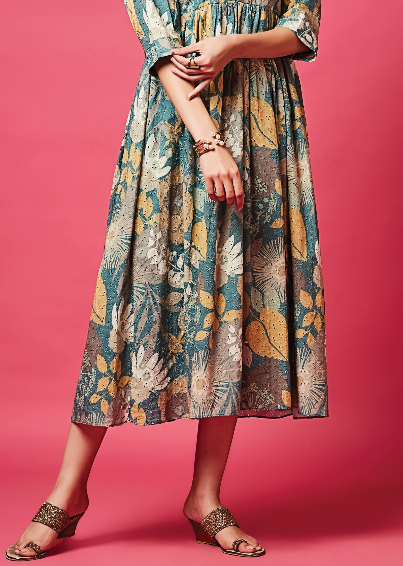 Dusty Blue Schefli Cotton Midi Dress