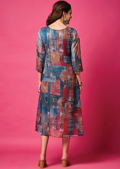 Multicolor Georgette Midi Dress