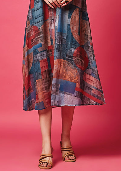 Multicolor Georgette Midi Dress