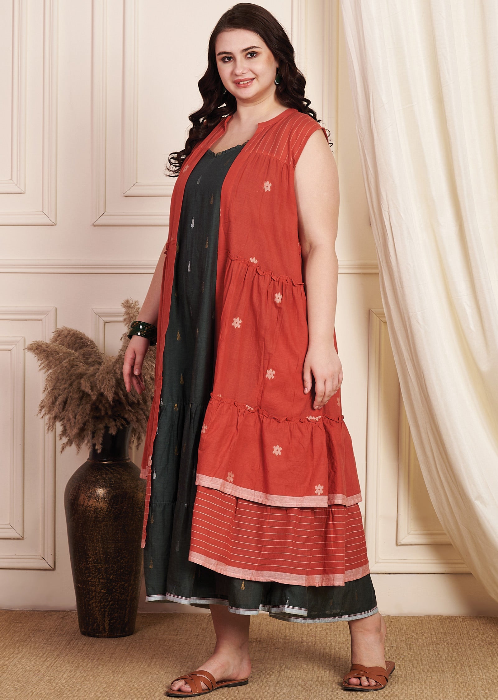 Dark Grey Cotton Midi Dress