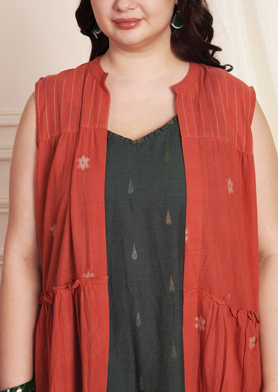 Dark Grey Cotton Midi Dress