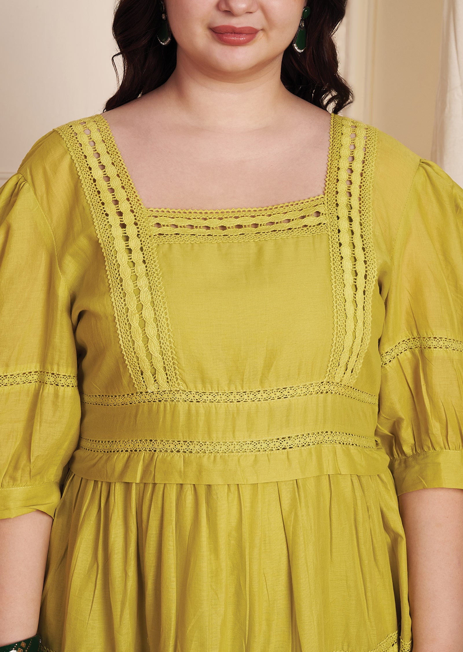 Mehndi Green Cotton Midi Dress