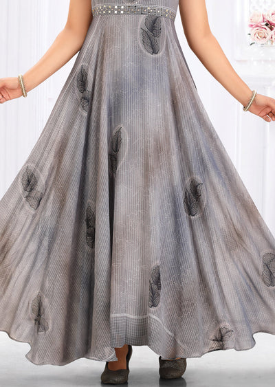 Grey Georgette Long Dress