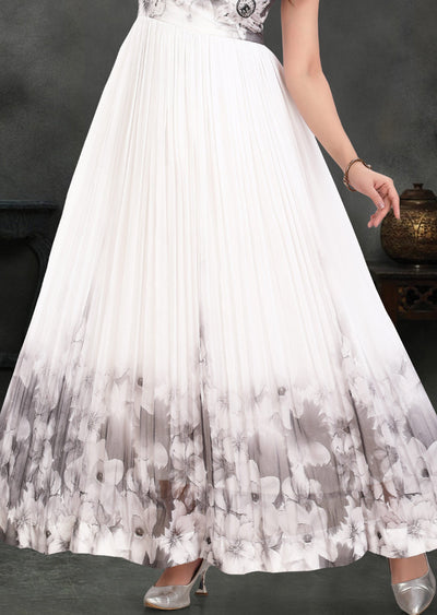 White & Grey Georgette Long Dress