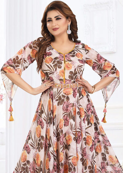 Fawn Georgette Long Dress