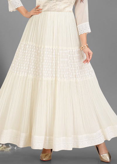 Cream Georgette Long Dress