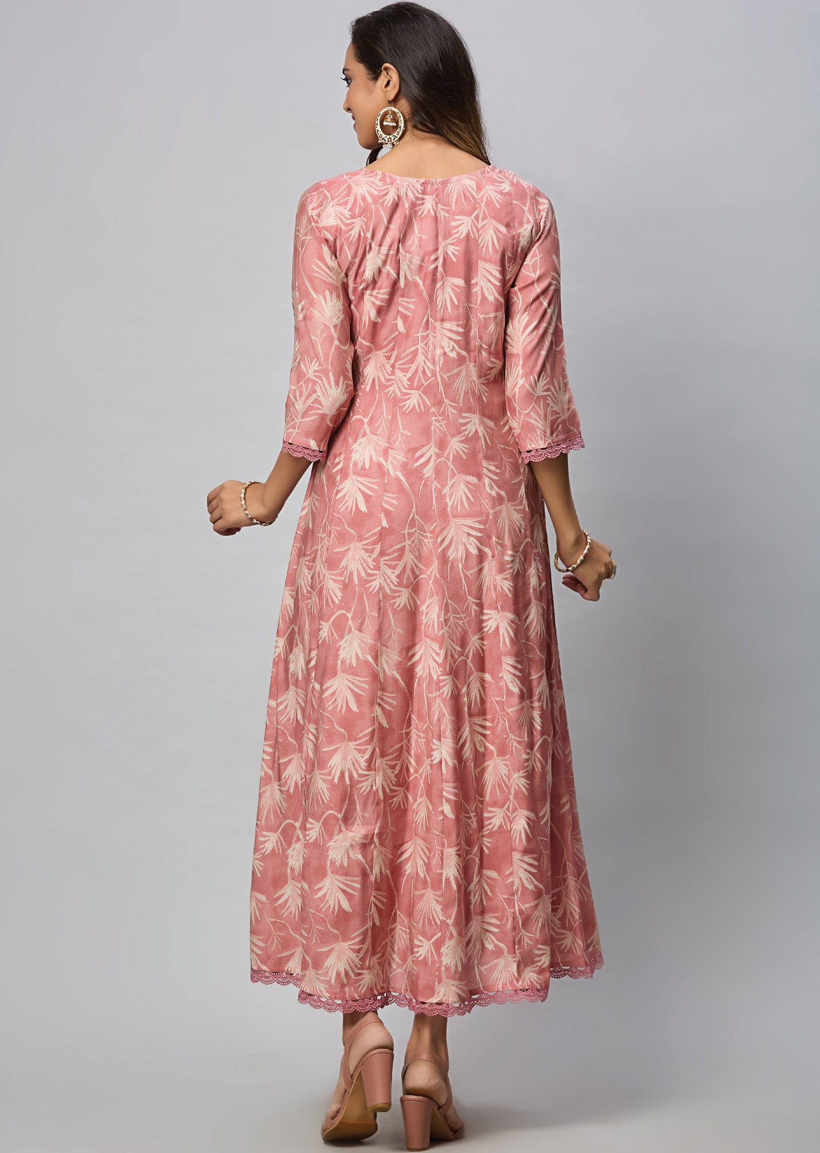 Dark Onion Pink Muslin Silk Long Dress