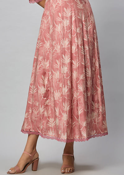Dark Onion Pink Muslin Silk Long Dress