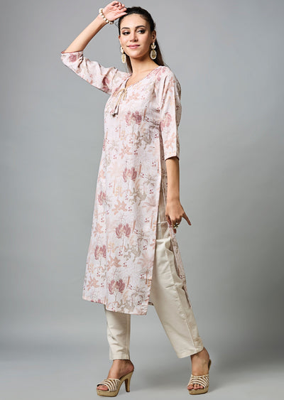 Beige Cotton Straight Cut