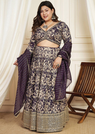 Purple Banaras Georgette Lehenga Set