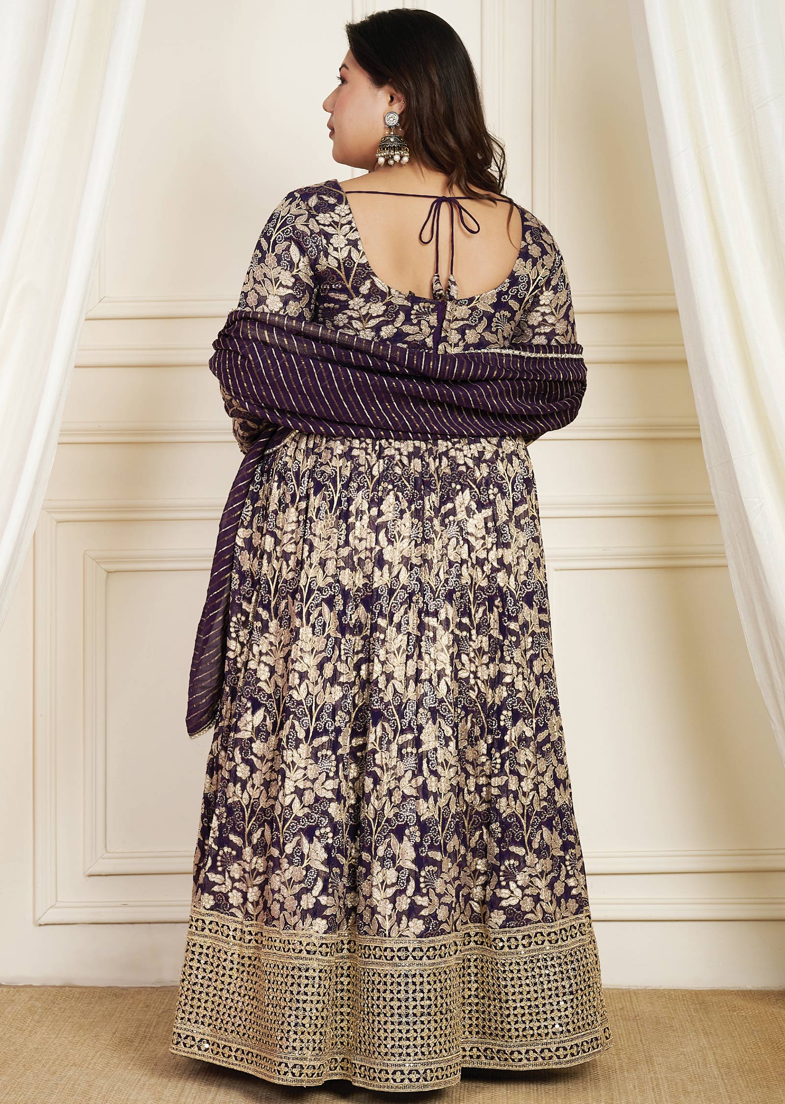 Purple Banaras Georgette Lehenga Set