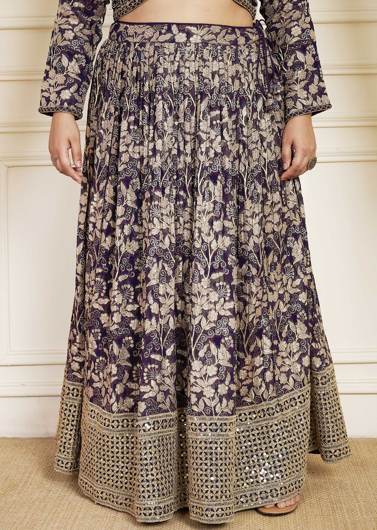 Purple Banaras Georgette Lehenga Set