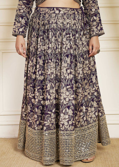 Purple Banaras Georgette Lehenga Set