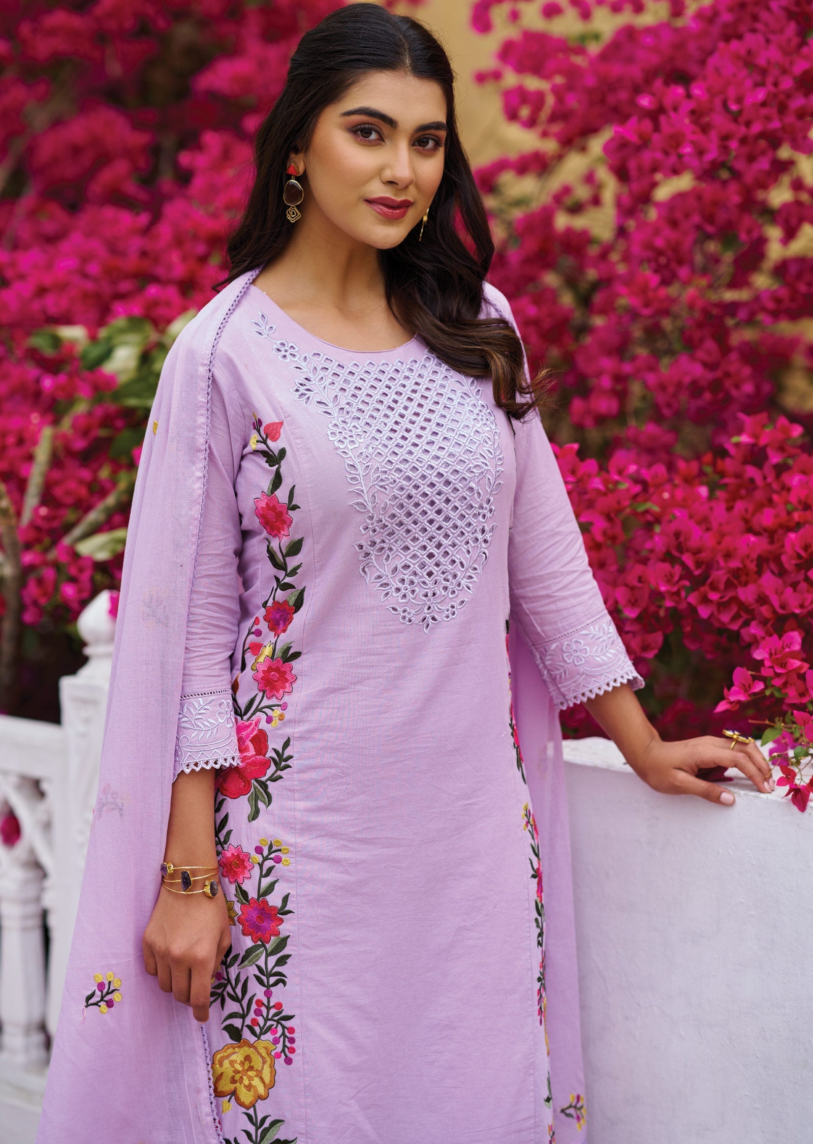 Lavender Cotton Straight Cut Suit