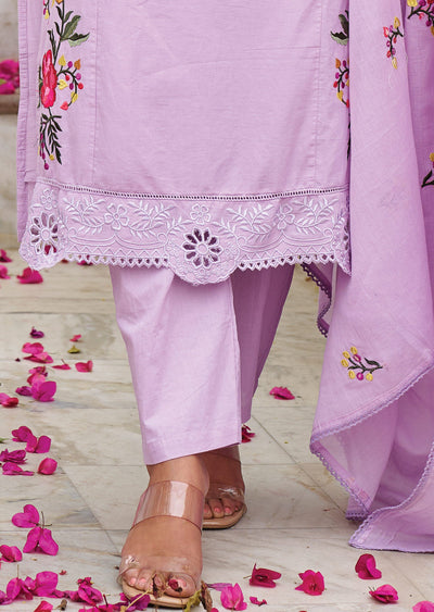 Lavender Cotton Straight Cut Suit