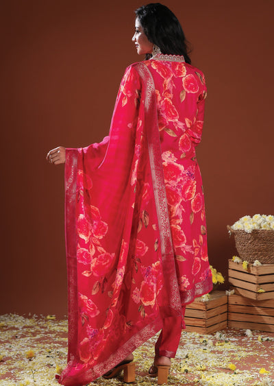 Rani Pink Silk Straight Cut Suit