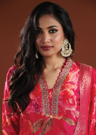 Rani Pink Silk Straight Cut Suit