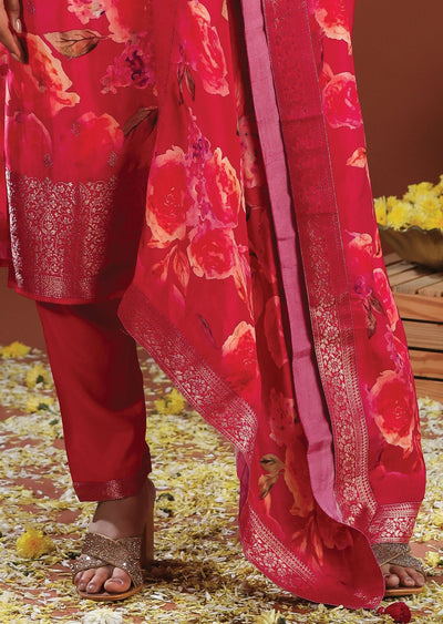 Rani Pink Silk Straight Cut Suit