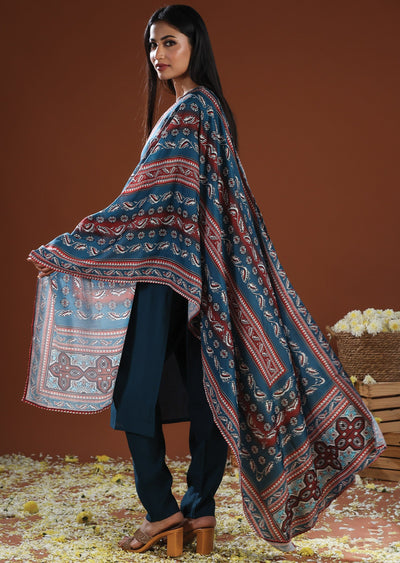 Teal Blue Russian Silk Straight Cut Suit