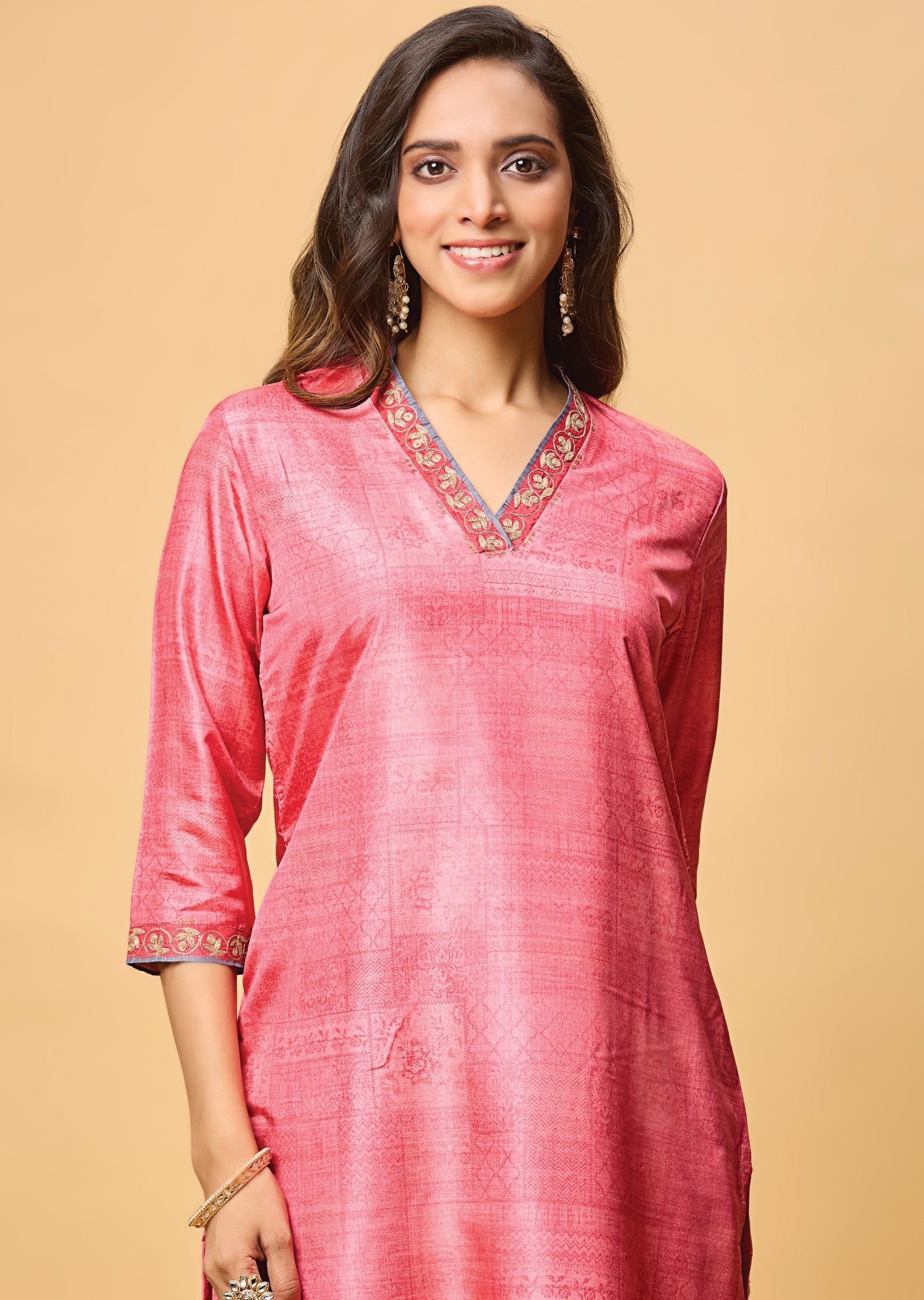 Pink Tussar Straight Cut Suit