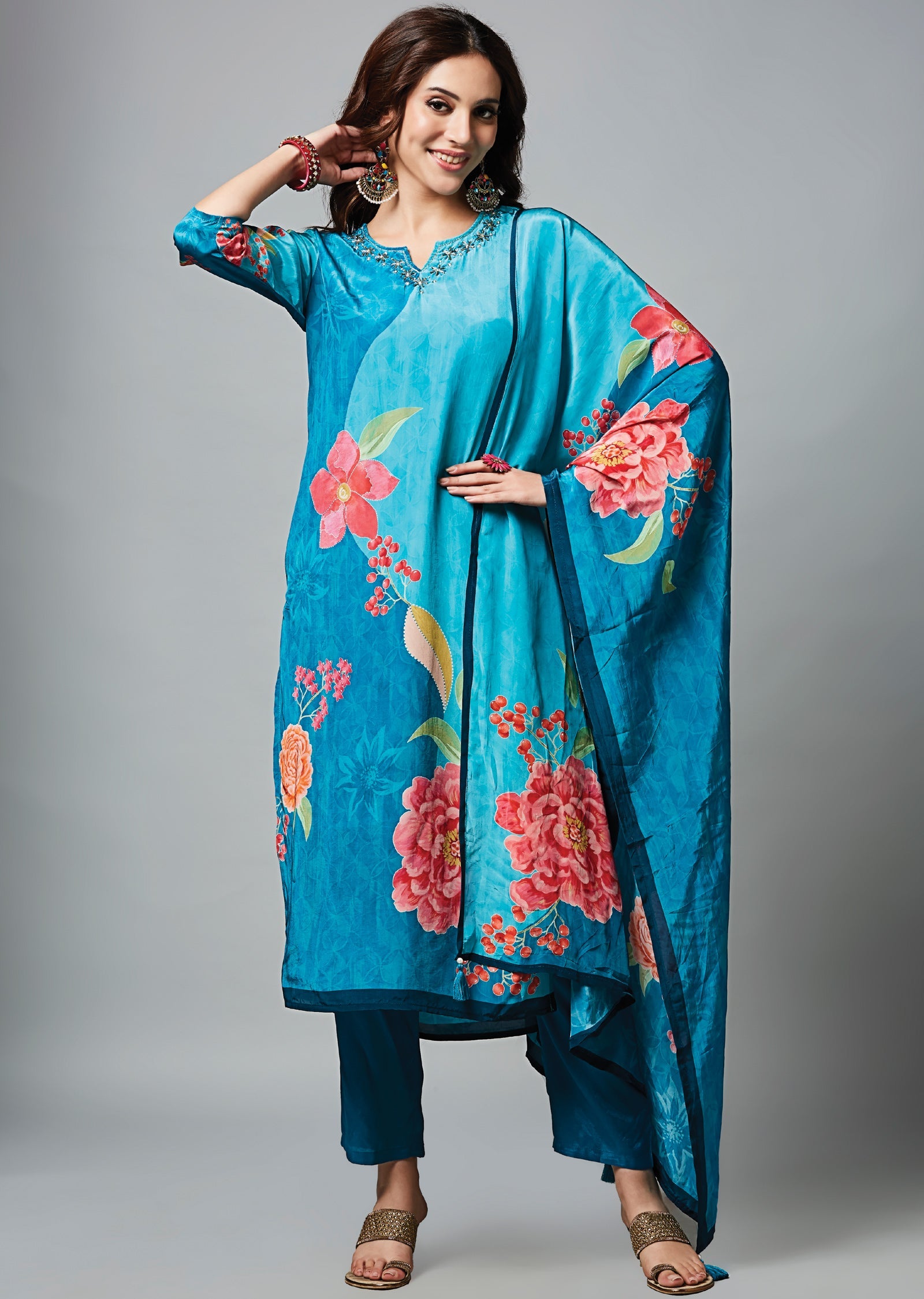 Rama Blue Crepe Straight Cut Suit