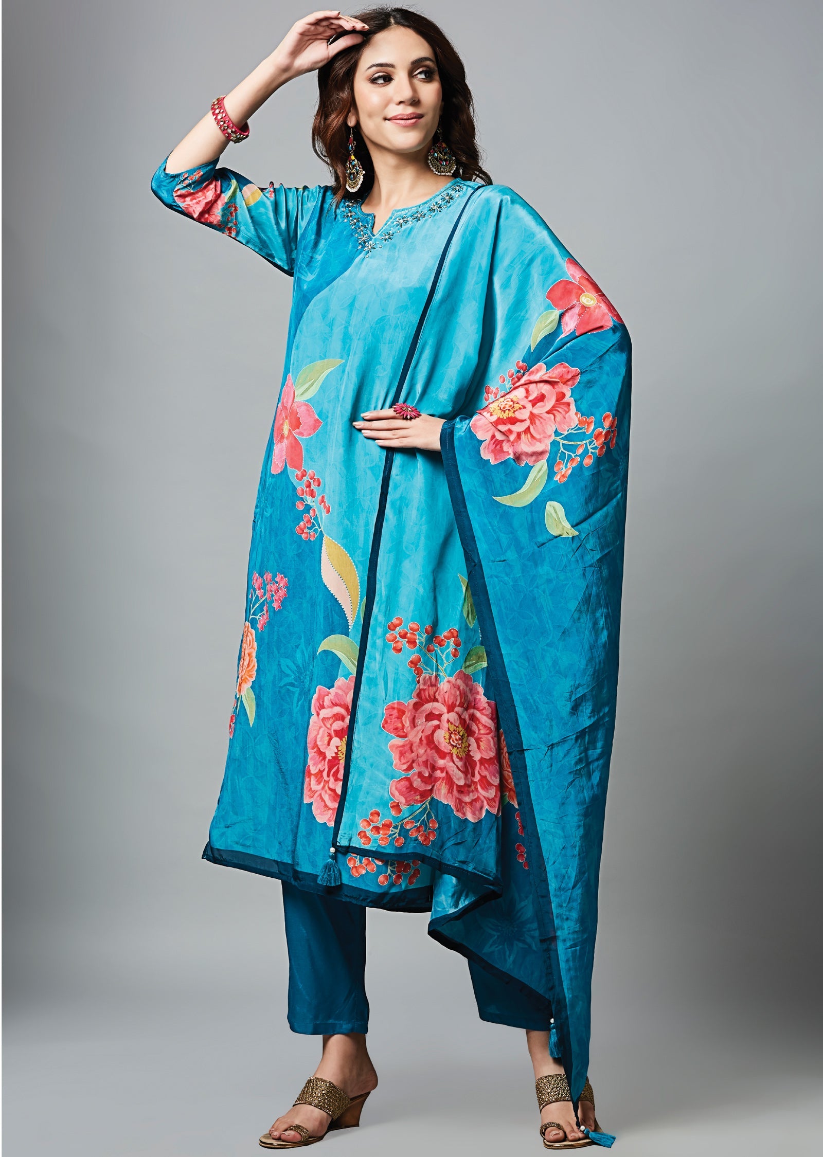 Rama Blue Crepe Straight Cut Suit