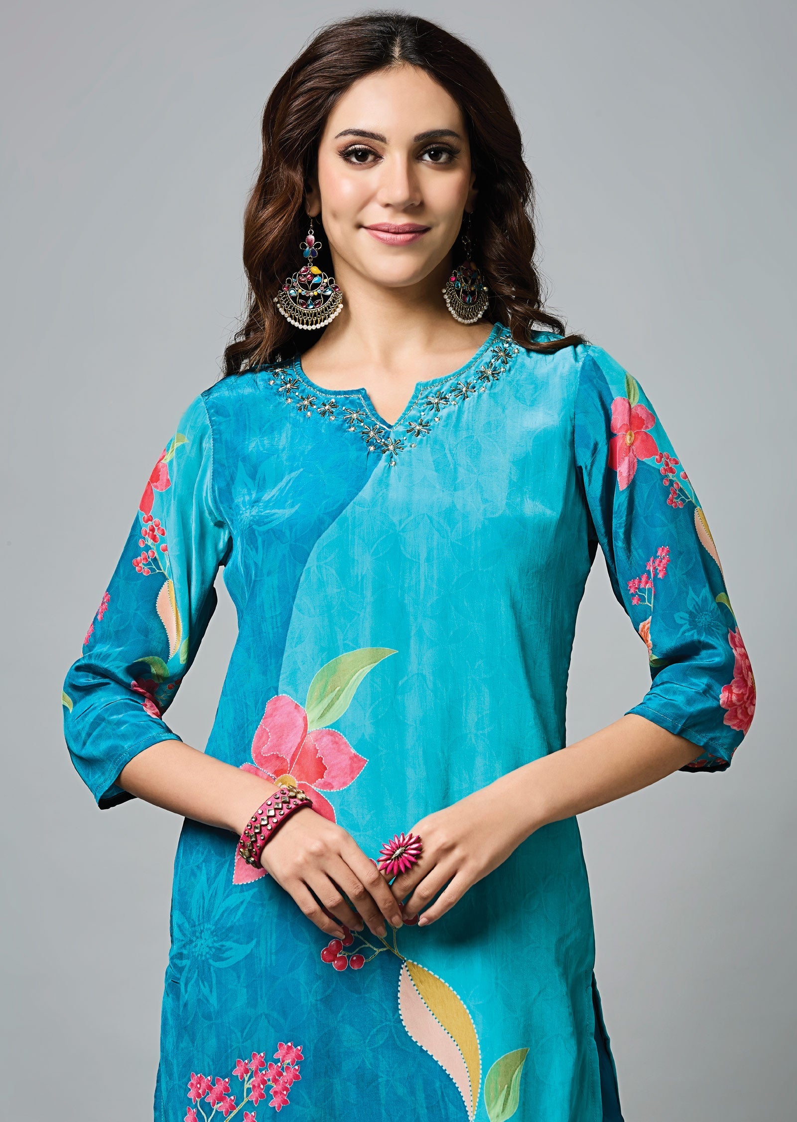 Rama Blue Crepe Straight Cut Suit