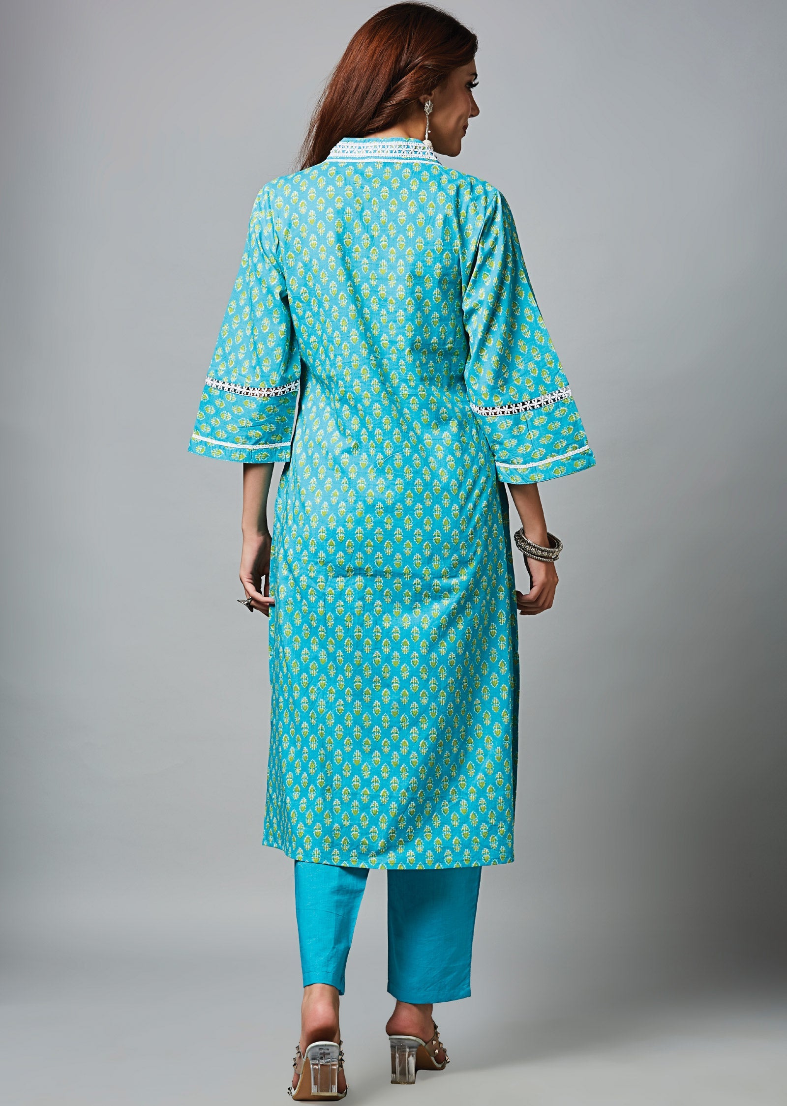 Light Blue Cotton Straight Cut Suit