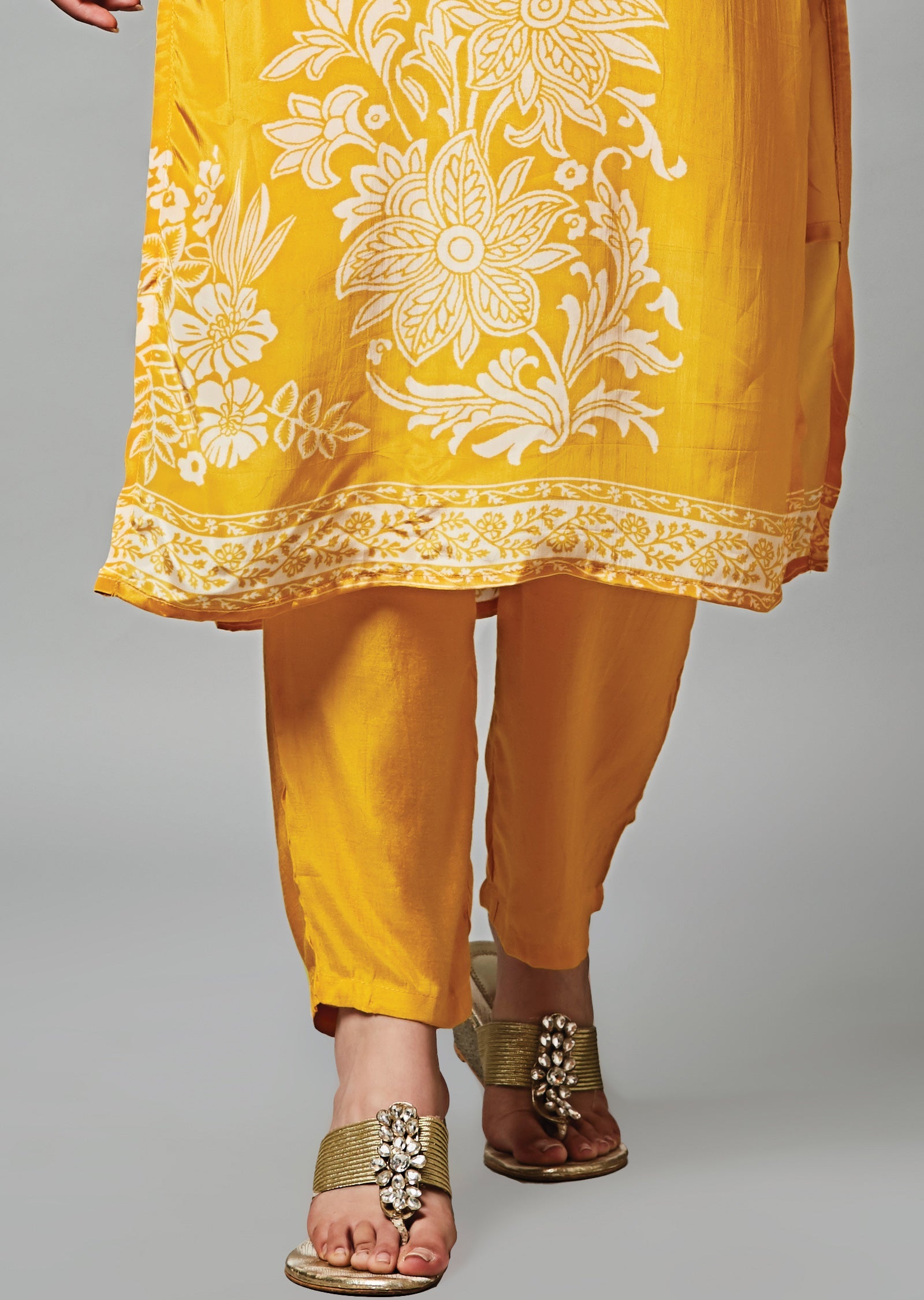 Yellow Crepe Straight Cut Suit