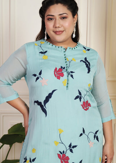 Dusty Green Organza Straight Cut Suit