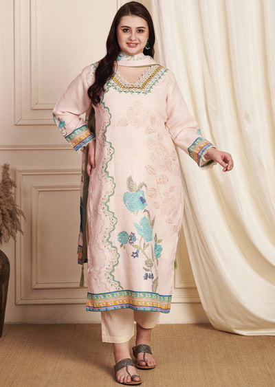 Dark Beige Linen Cotton Straight Cut Suit