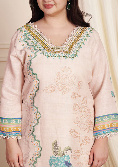 Dark Beige Linen Cotton Straight Cut Suit