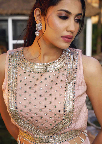 Silk Embroidered Fusion/Indo-Western Set