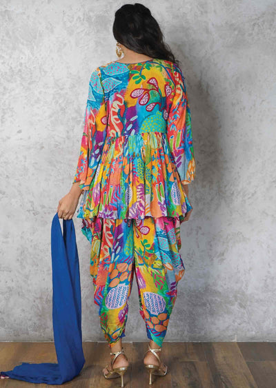 Blue Banaras Fusion/Indo-Western Set