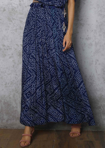 Navy blue Chinnon Printed Gown
