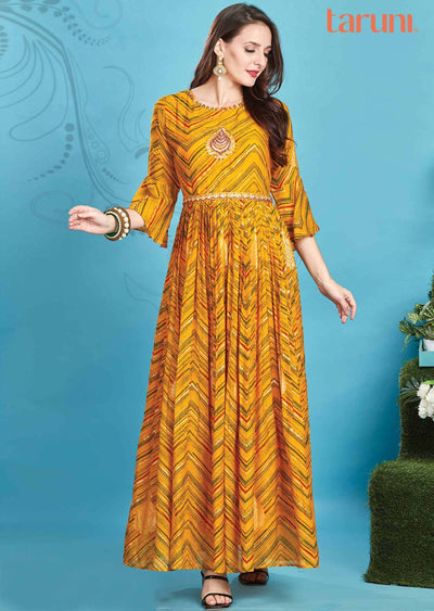 Yellow Chiffon Zardosi & Embroidered Kurti