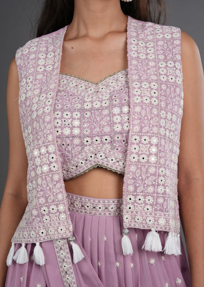 Onion Pink Georgette Draped Saree