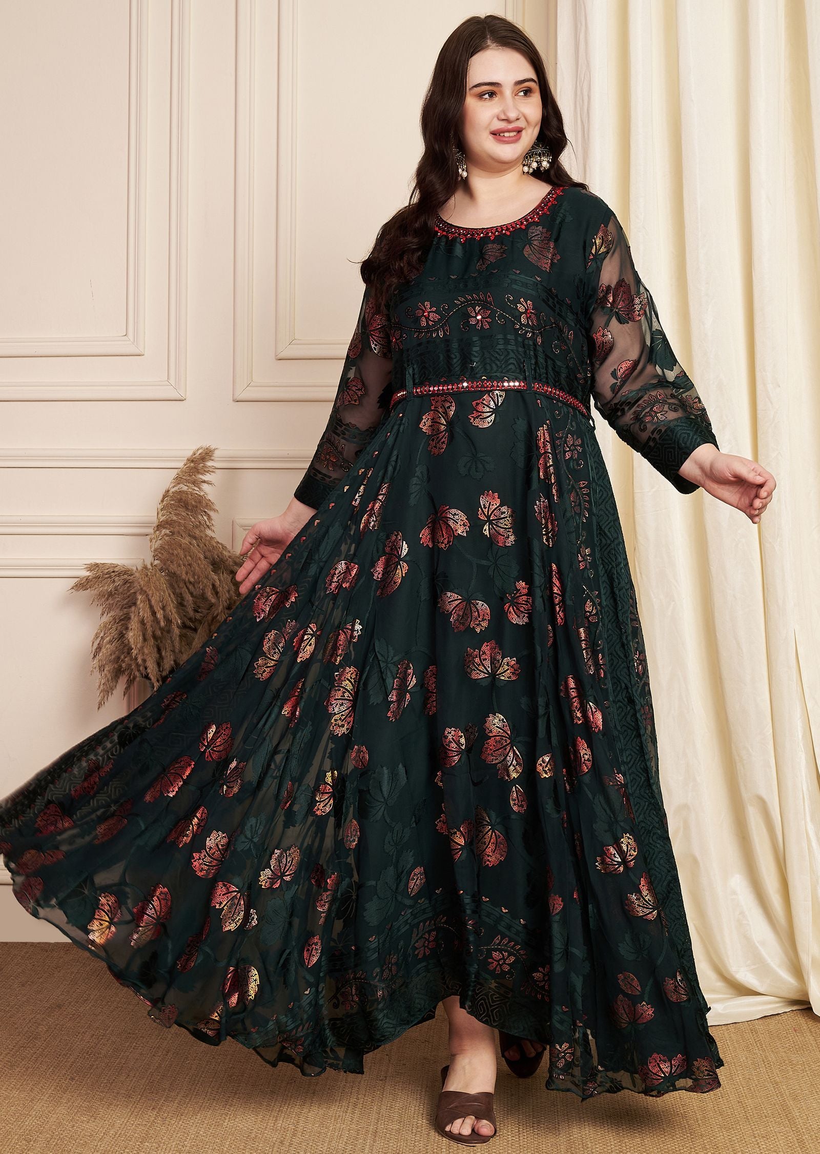 Bottle Green Brasso Long Dress