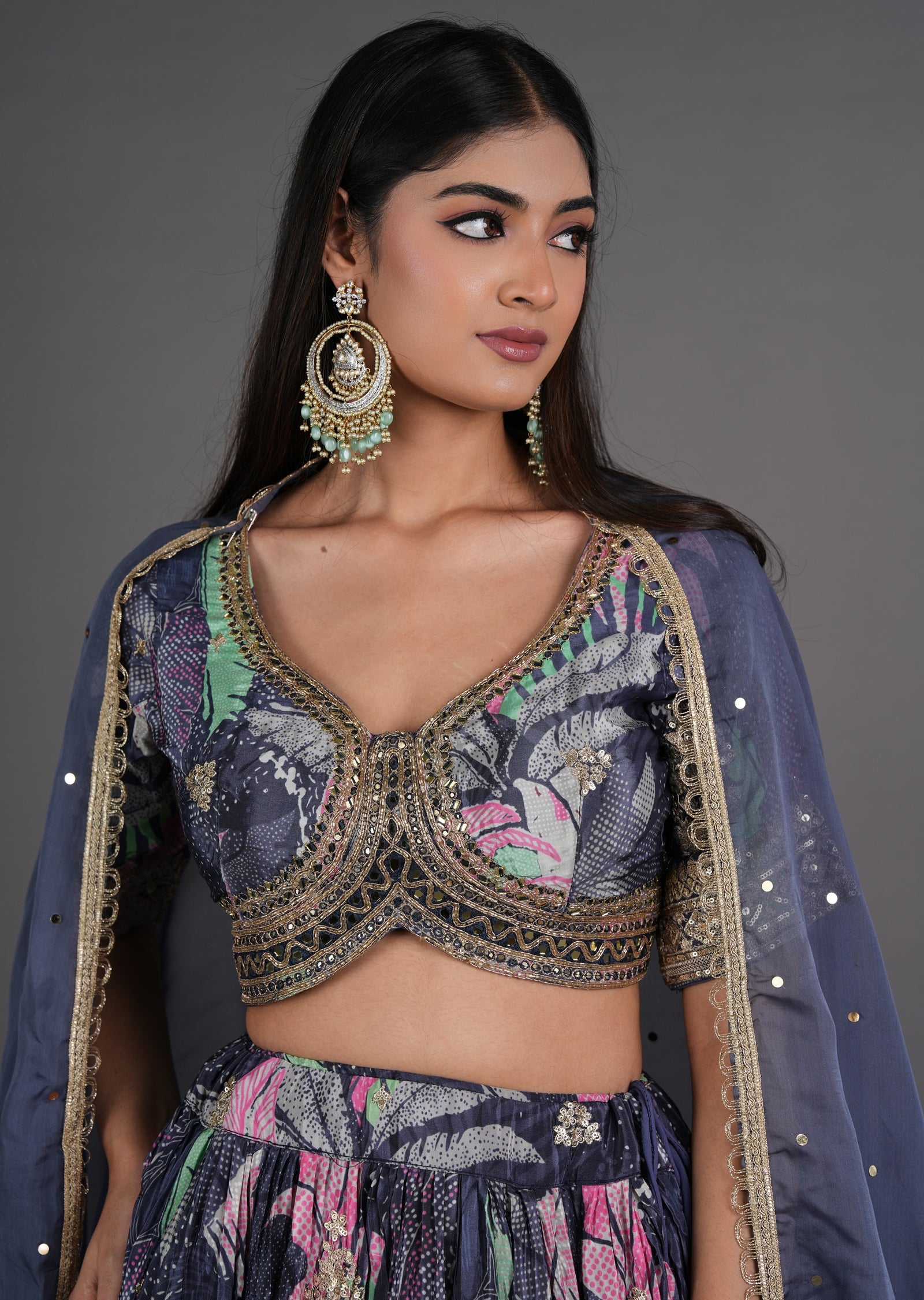 Grey Chinnon Lehenga