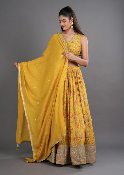 Yellow Tissue Silk Lehenga
