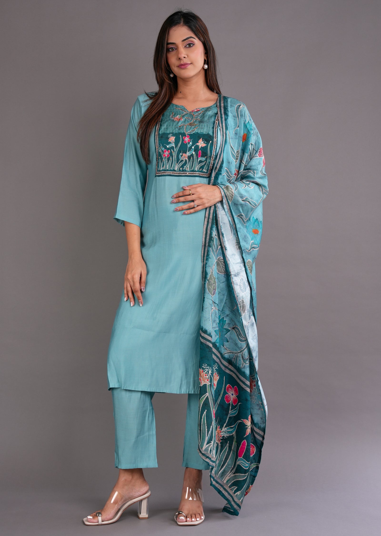 Dusty Green Silk Straight Cut Suit