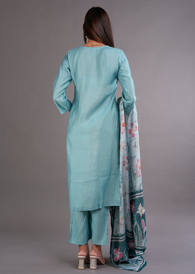 Dusty Green Silk Straight Cut Suit