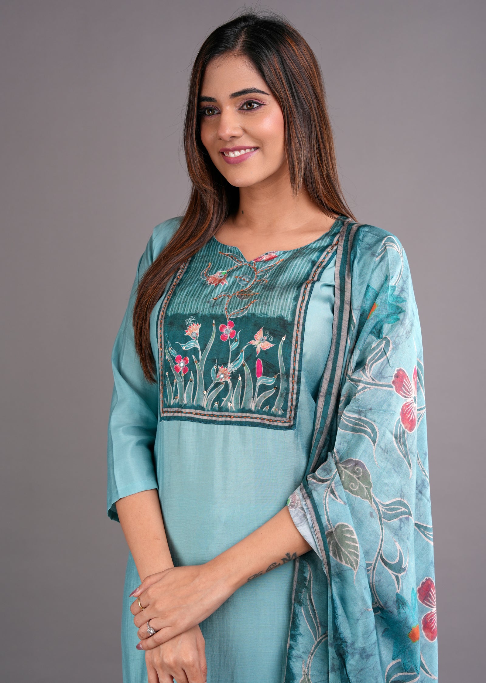 Dusty Green Silk Straight Cut Suit