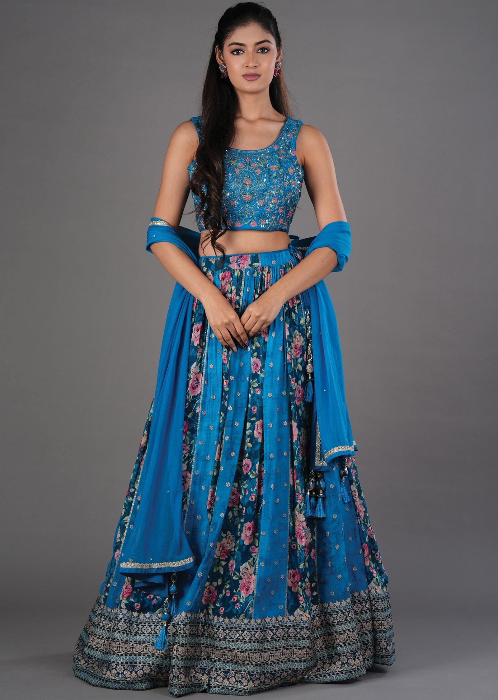 Rama Blue Silk Lehenga